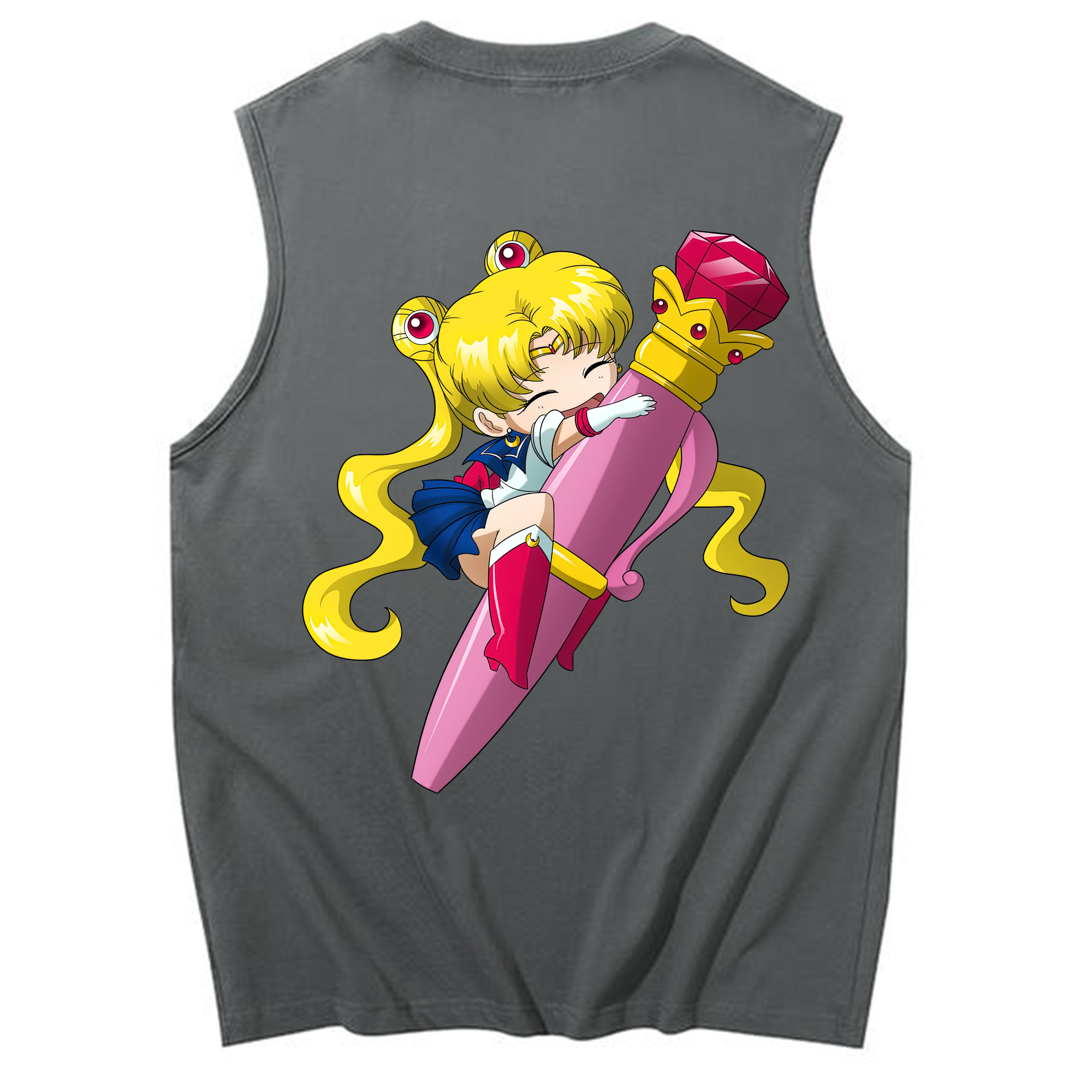（画像用） 美少女戦士セーラームーン 月野 うさぎ つきの うさぎ Sailor Moon Tsukino Usagi コットン100％タンクトップ（背面プリント）